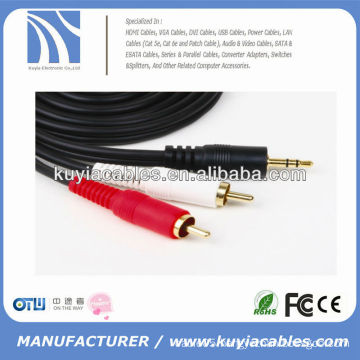 6FT 3.5mm male to 2RCA VIDEO CABLE WIRE